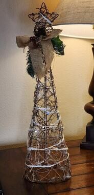 Home Reflections 24" Cone Twig Frosted Christmas Tree Holiday Decor